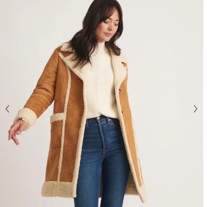 Marine Layer Tan and Cream Shearling Coat